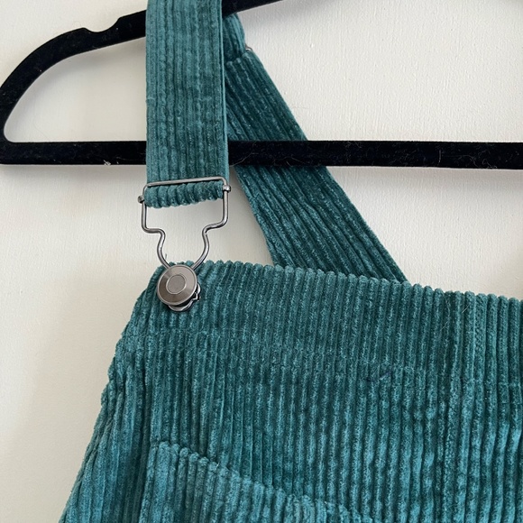 Velvet Corduroy Overall Dress in Emerald Green/Teal - Picture 5 of 7